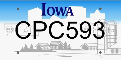 CPC593 Iowa License Plate