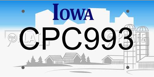 CPC993 Iowa License Plate
