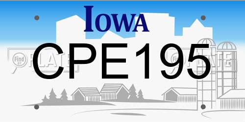 CPE195 Iowa License Plate