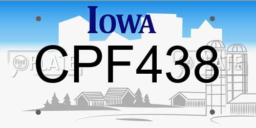 CPF438 Iowa License Plate