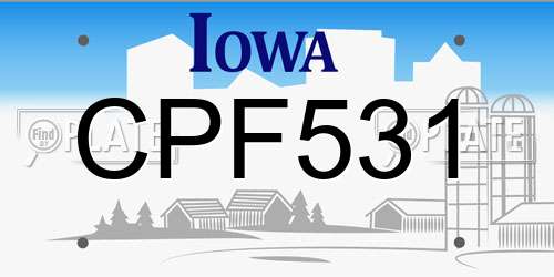 CPF531 Iowa License Plate