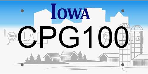 CPG100 Iowa License Plate