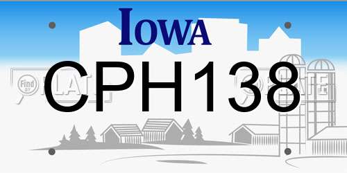 CPH138 Iowa License Plate