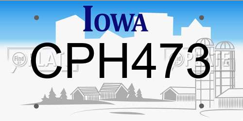 CPH473 Iowa License Plate