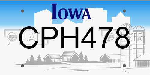 CPH478 Iowa License Plate