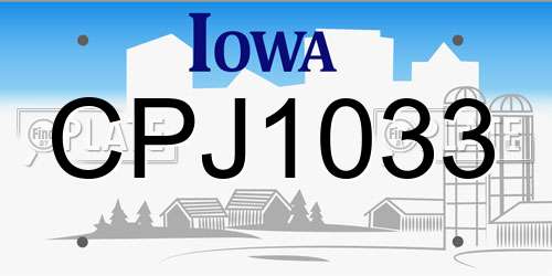CPJ1033 Iowa License Plate