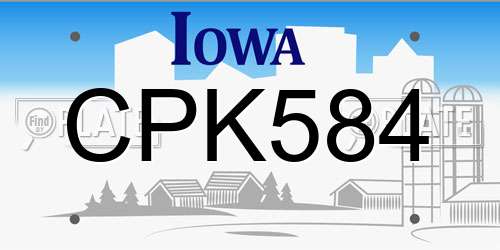 CPK584 Iowa License Plate