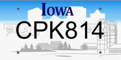 CPK814 Iowa License Plate