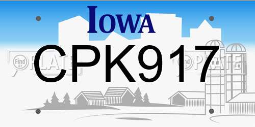 CPK917 Iowa License Plate