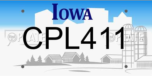 CPL411 Iowa License Plate
