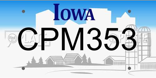 CPM353 Iowa License Plate