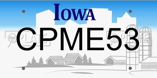 CPME53 Iowa License Plate