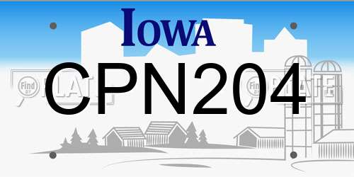 CPN204 Iowa License Plate