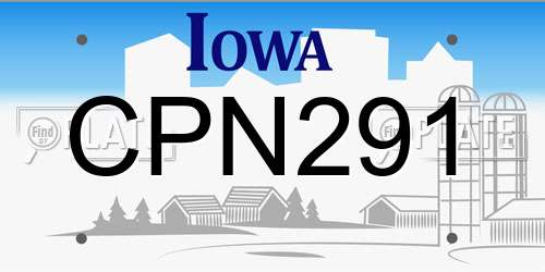 CPN291 Iowa License Plate