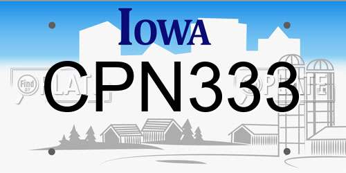 CPN333 Iowa License Plate