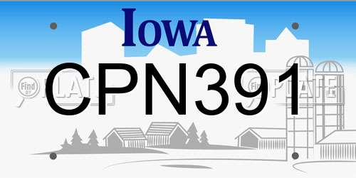 CPN391 Iowa License Plate
