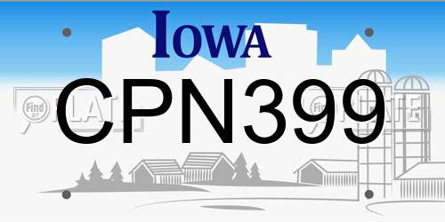 CPN399 Iowa License Plate