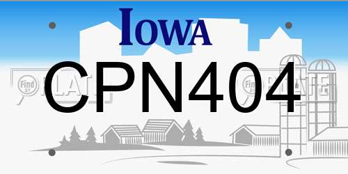 CPN404 Iowa License Plate