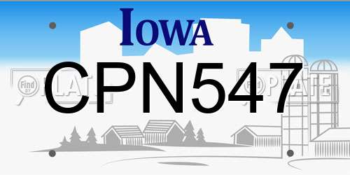 CPN547 Iowa License Plate