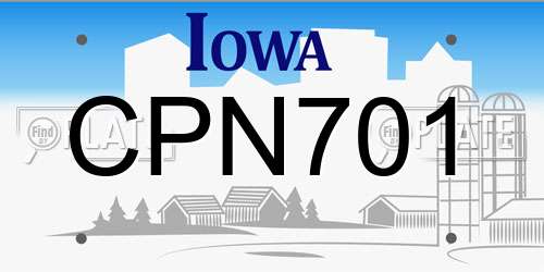 CPN701 Iowa License Plate