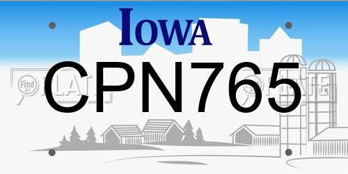 CPN765 Iowa License Plate