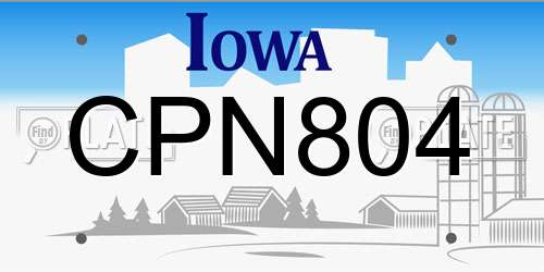 CPN804 Iowa License Plate