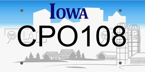 CPO108 Iowa License Plate