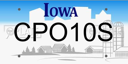 CPO10S Iowa License Plate