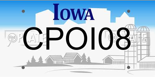 CPOI08 Iowa License Plate