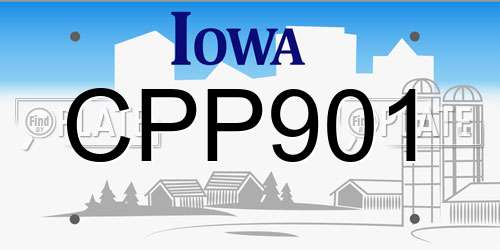 CPP901 Iowa License Plate