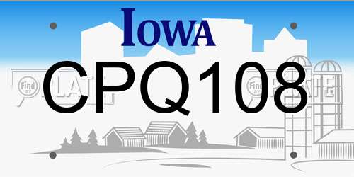 CPQ108 Iowa License Plate