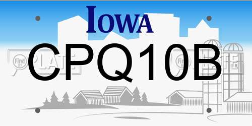 CPQ10B Iowa License Plate