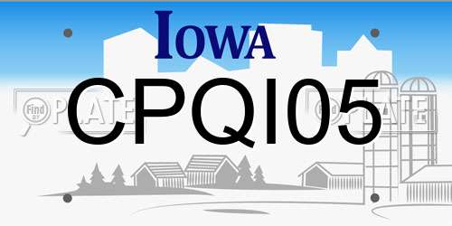 CPQI05 Iowa License Plate