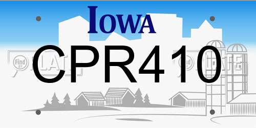 CPR410 Iowa License Plate