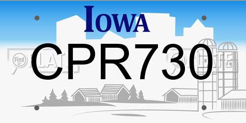 CPR730 Iowa License Plate
