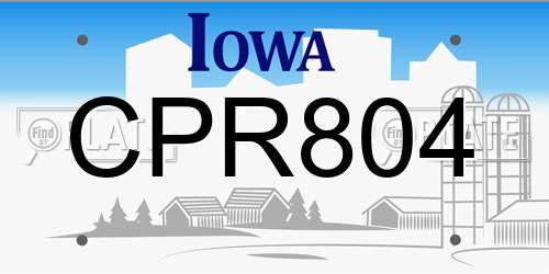 CPR804 Iowa License Plate