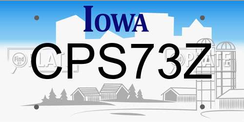 CPS73Z Iowa License Plate