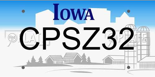 CPSZ32 Iowa License Plate