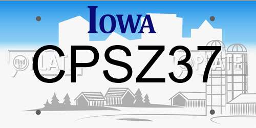 CPSZ37 Iowa License Plate