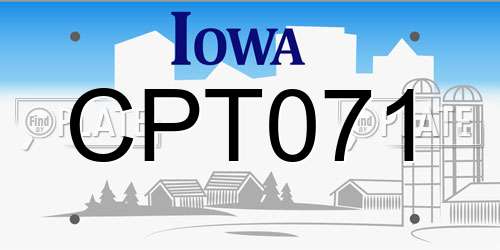 CPT071 Iowa License Plate