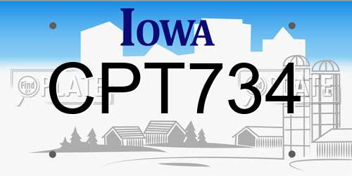CPT734 Iowa License Plate
