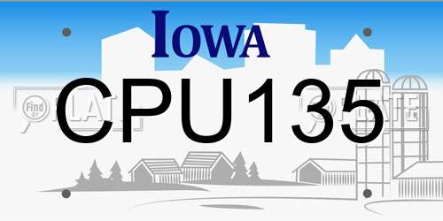 CPU135 Iowa License Plate