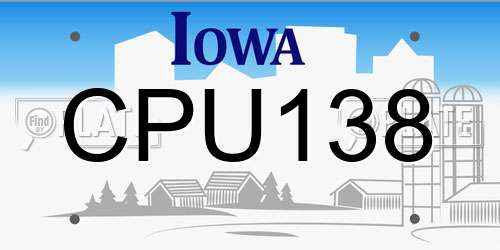 CPU138 Iowa License Plate