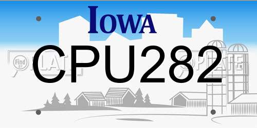 CPU282 Iowa License Plate