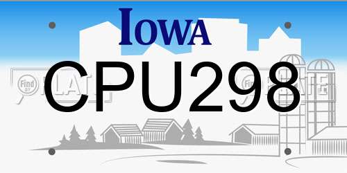 CPU298 Iowa License Plate