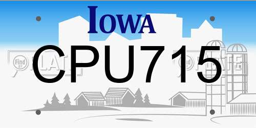 CPU715 Iowa License Plate