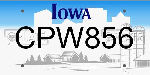 CPW856 Iowa License Plate