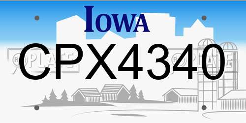 CPX4340 Iowa License Plate