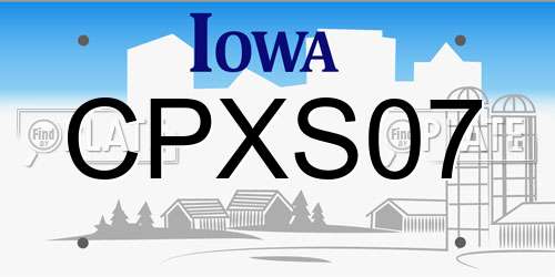 CPXS07 Iowa License Plate