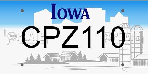 CPZ110 Iowa License Plate